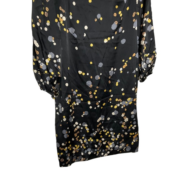 Diane Von Furstenburg Silk Long Sleeve Polka Dot Boat Neck Dress - Picture 2 of 7